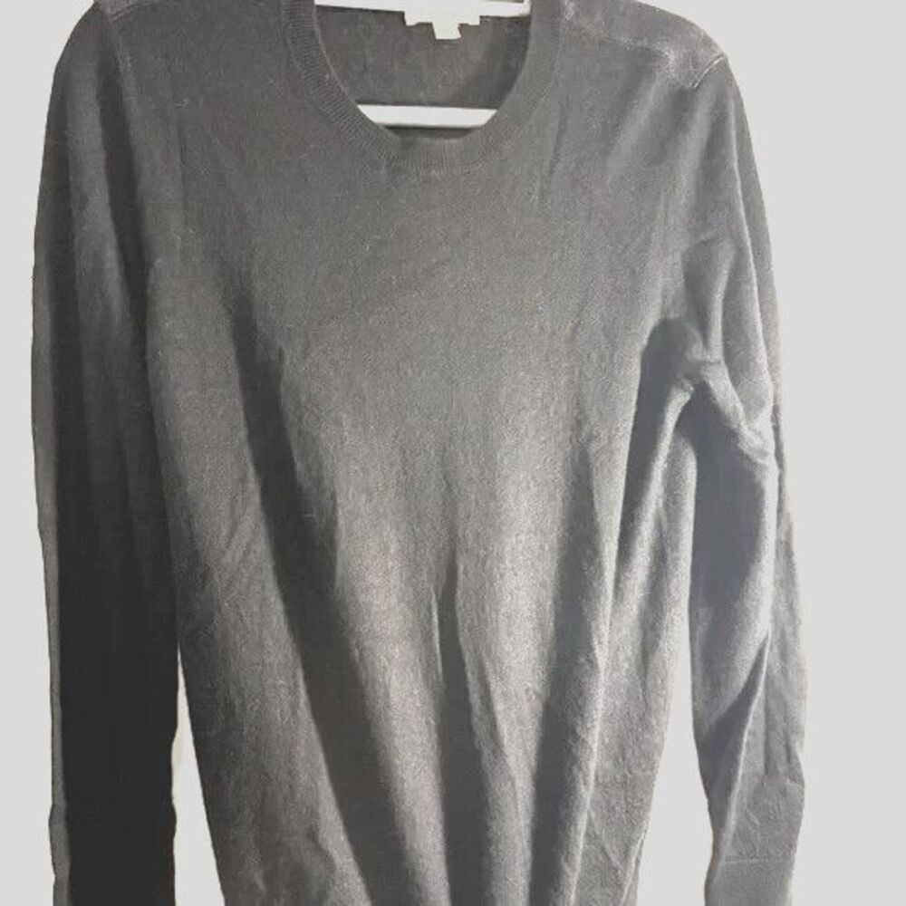 Burberry Mns blk W/Classic Plaid shoulder Epaulettes Crewneck Sweater Knit Sz L - Picture 1 of 9